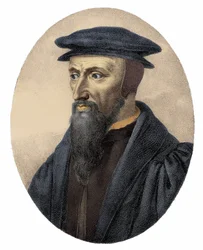 Porträtt av Jean Calvin (1509 - 1564) - gravyr