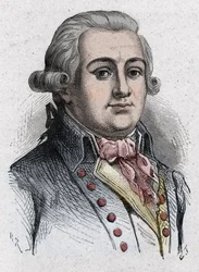 Porträtt av Jean Francois (Jean-Francois) Delacroix, dit Lacroix fransk politiker (1754-1794). Gravyr från 1889.