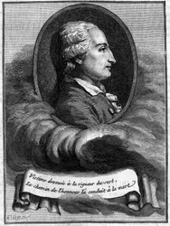Porträtt av Jean Francois Pilatre de Rosier (1757-1785), fransk fysiker och aeronaut (förste ballongresenär). (Ur en gravering av tiden). Gravyr i "" Nature: granskning av vetenskaperna och deras tillämpningar på konst och industri"" av 25 juli
