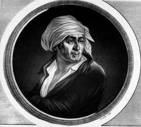 Porträtt av Jean Paul Marat (1763-1793). Gravyr i "" Komplett samling av historiska målningar från den franska revolutionen, i tre volymer.""" 1804.
