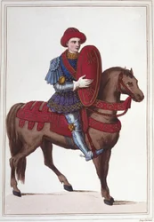 Porträtt av Jean Poton, herre av Xaintrailles, eller av Saintrailles Maréchal av Frankrike (ca 1400 till 1461) Han var en av Jeanne d