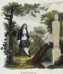 Porträtt av Jean de la Fontaine - gravyr