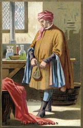 Porträtt av Jehan Gobelin, kemtvätt från 1400-talet.