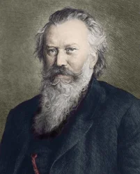 Porträtt av Johannes Brahms (1833 - 1897), tysk kompositör, pianist och dirigent -