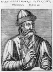 Porträtt av Johannes Gutenberg (1400-1468).
