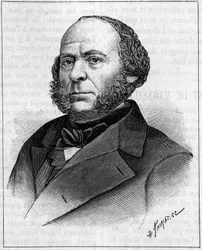 Porträtt av John Ericsson (1803-1889), amerikansk ingenjör och uppfinnare av svenskt ursprung. Gravyr i "" Nature: granskning av vetenskaperna och deras tillämpningar på konst och industri "" av 27 april 1889.