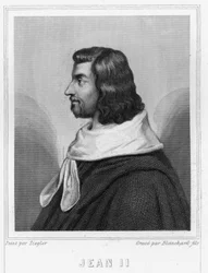 Porträtt av Johannes II den gode (1319 - 1364), kung av Frankrike - i "Histoire des Français"" av Lavallée, gravyr, sd.