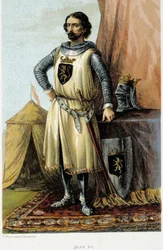 Porträtt av Johannes I, känd som den segerrike (1268-1294), hertig av Brabant. Kromolitografi av 1800-talet.