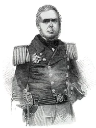 Porträtt av John Pascoe Grenfell (1800-1869) marinofficer och diplomat från Empire of Brazil - Gravyr 1852