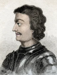 Porträtt av John of Scotland eller John of Balliol (ca 1248-ca 1315), kung av Skottland. Gravyr av 1800-talet.