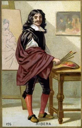 Porträtt av Jose de Ribera dit il Spagnoletto "" spanjoren"" (1591-1652), spansk målare och gravör - Kromolitografi av 1800-talet