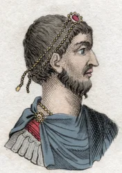 Porträtt av Julianus avfällingen (Flavius Claudius Julianus (331-363), romersk kejsare. Gravyr från 1800-talet.