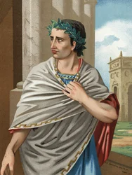 Porträtt av Julius Caesar, på latin Caius Julius Caesar, statsman och romersk general (Rom, omkring 101 till idus, 44 f.Kr.). Barcelona, 1877.
