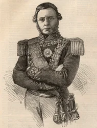 Porträtt av Justo Jose de Urquiza y Garcia 1801-1870 - gravyr av Argentinas general och politiker 1852
