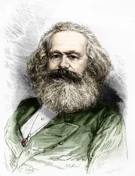 Porträtt av Karl Marx (1818-1883), socialismens teoretiker och tysk revolutionär.