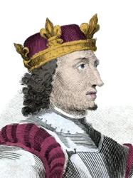 Porträtt av kung Etienne (Stephen) dit de Blois (1096-1154), den sista normandiska kungen av England.