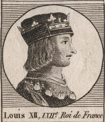 Porträtt av kung Ludvig XII (1462-1515) - Porträtt av Ludvig XII av Frankrike (1462-1515), kung av Frankrike - gravyr från "Instruction sur l