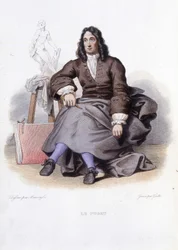 Porträtt av Le Puget (Pierre Puget) fransk skulptör, målare och arkitekt (1620 till 1694) - i Ed. Mennechet, "" Le Plutarque francais""