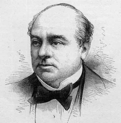 Porträtt av Leopold Barre, fransk komiker, medlem av Comedie Francaise från 1858 till 1888. Gravyr i "" Le Monde Illustré"" n¡1168 av 16 augusti 1879.