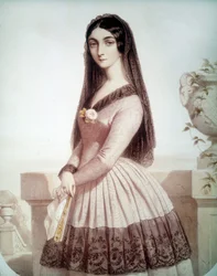 Porträtt av Lola Montes ou Montez (eller Maria Dolores Gilbert) (1818-1861), favorit av Louis I de Baviere