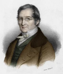Porträtt av Louis-Joseph Gay-Lussac (Louis Joseph Gay Lussac) (1778-1850), fransk fysiker och kemist. Gravyr av 1800-talet.