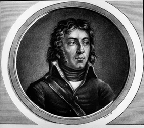 Porträtt av Louis Charles Antoine Desaix de Veygoux (1768-1800), fransk general. i ""Fullständig samling av historiska bilder av den franska revolutionen, i tre volymer."" 1804.