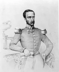 Porträtt av Louis Eugène Cavaignac (1802 - 1857), fransk general och politiker. Gravyr v. 1848.
