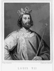 Porträtt av Ludvig VII den unge (1120 - 1180), kung av Frankrike - i "Histoire des Français"" av Lavallée, gravyr, sd.