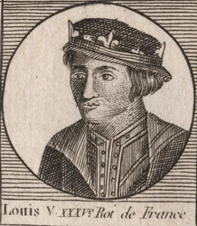 Porträtt av Louis V le Faineant (967-987), kung av Frankrike - Ludvig V den Indolente (967-987) - gravyr från "" Instruction sur l