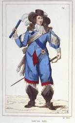 Porträtt av Ludvig XIII (1601 - 1643), kung av Frankrike, gravyr från 1830