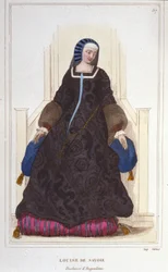Porträtt av Louise de Savoie, hertiginna av Angoulene och Moder till Francois I (1476 - 1531) gravyr av 1830
