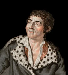 Porträtt av Marat (1743-1793) - porträtt av Jean-Paul (Jean Paul) Marat (1743-1793) politiker, fransk journalist - gravyr av Angelique Allais