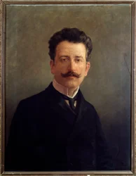 Porträtt av Marco Enrico Bossi, italiensk kompositör och organist. ca 1900 (målning)