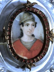 Porträtt av Maria Garcia kallad Malibran (1808-1836) sångerska. Anonym 1800-talsminiatyr.