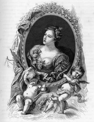 Porträtt av Marie-Madeleine (Marie Madeleine) de La Vieuville, comtesse de Parabere (1693-1750) - Gravyr från 1862 i "" Världens drottningar"" av våra första författare - Publicerad under ledning av JGD Armandaud