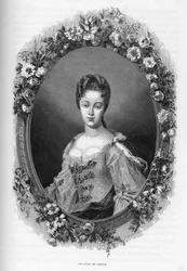 Porträtt av Marie Adelaide (Marie-Adelaide) de Savoie (1685-1712) (Porträtt av Marie Adelaide av Savoyen) - 1862 gravyr i "" Världens drottningar"" av våra första författare. Bok utgiven under ledning av J. G. D. ARMENGAUD.
