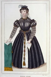 Porträtt av Marie Stuart (1542 - 1587) Gravyr från 1830