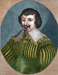 Porträtt av Martin Opitz (Martinus Opitius) (1597-1639), fader till tysk poesi.