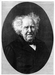 Porträtt av Michel Eugene (Michel-Eugene) Chevreul (1786-1889), fransk kemist. Gravering i "" Nature: granskning av vetenskaperna och deras tillämpningar på konst och industri"" av 28 augusti
