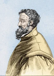 Porträtt av Michelangelo Buonarroti dit Michelangelo (Michelangelo eller Michel Ange