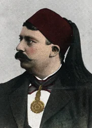 Porträtt av Naceur Bey (Mohamed el-Naceur Bey) (1855-1922) bey av Tunis (Muhammad V an-Nasir Husainid Bey av Tunis) Kromolitografi från tidigt 1900-tal