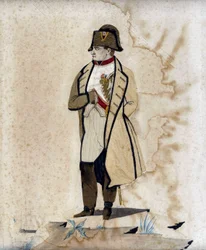 Porträtt av Napoleon I (handen på magen) - Gravyr med tyg