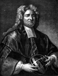 Porträtt av Nicolas Saunderson (1682 - 1739), blind, professor i matematik vid University of Cambridge. Gravyr.