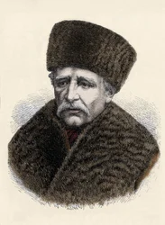 Porträtt av Nils Adolf Erik (Eric) Baron Nordenskjold (Nordenskiold) (1832-1901), svensk naturforskare och upptäcktsresande. Gravyr från slutet av 1800-talet.