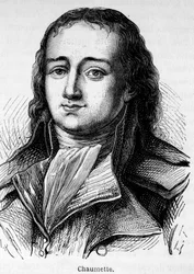 Porträtt av Pierre Gaspard Chaumette (1763-1794), fransk politiker, medlem av Cordeliers Club och åklagare - syndiker i försäkringskommunen i Paris... Han arresterades och giljotinerades med värdextremister.