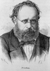 Porträtt av Pierre Joseph Proudhon (1809 - 1865) fransk socialist - i "" L