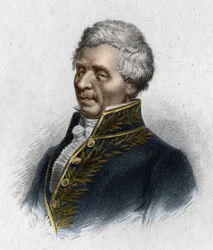Porträtt av Pierre Simon, markis de Laplace, astronom (1749 - 1827), gravyr 1833.