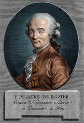 Porträtt av Pilâtre de Rozier (1756 - 1785), fransk fysiker och flygtekniker (första resan i luftballong)