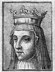 Porträtt av Radegonde (ca 520-587), drottning av Frankrike, hustru till Clotaire (Clothaire).
