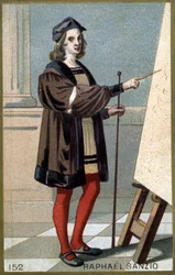 Porträtt av Rafael (Raffaello Sanzio 1483 - 1520). Kromolitografi från slutet av 1800-talet.